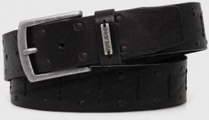 Kožený opasok Pepe Jeans KENT BELT pánsky, čierna farba, PM021030