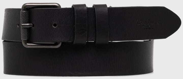 Kožený opasok Pepe Jeans TATE BELT pánsky, čierna farba, PM021028