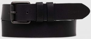Kožený opasok Pepe Jeans TATE BELT pánsky, čierna farba, PM021028