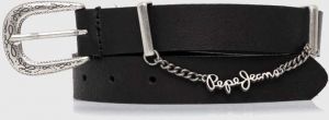 Kožený opasok Pepe Jeans LEIGHTON BELT dámsky, čierna farba, PL020853