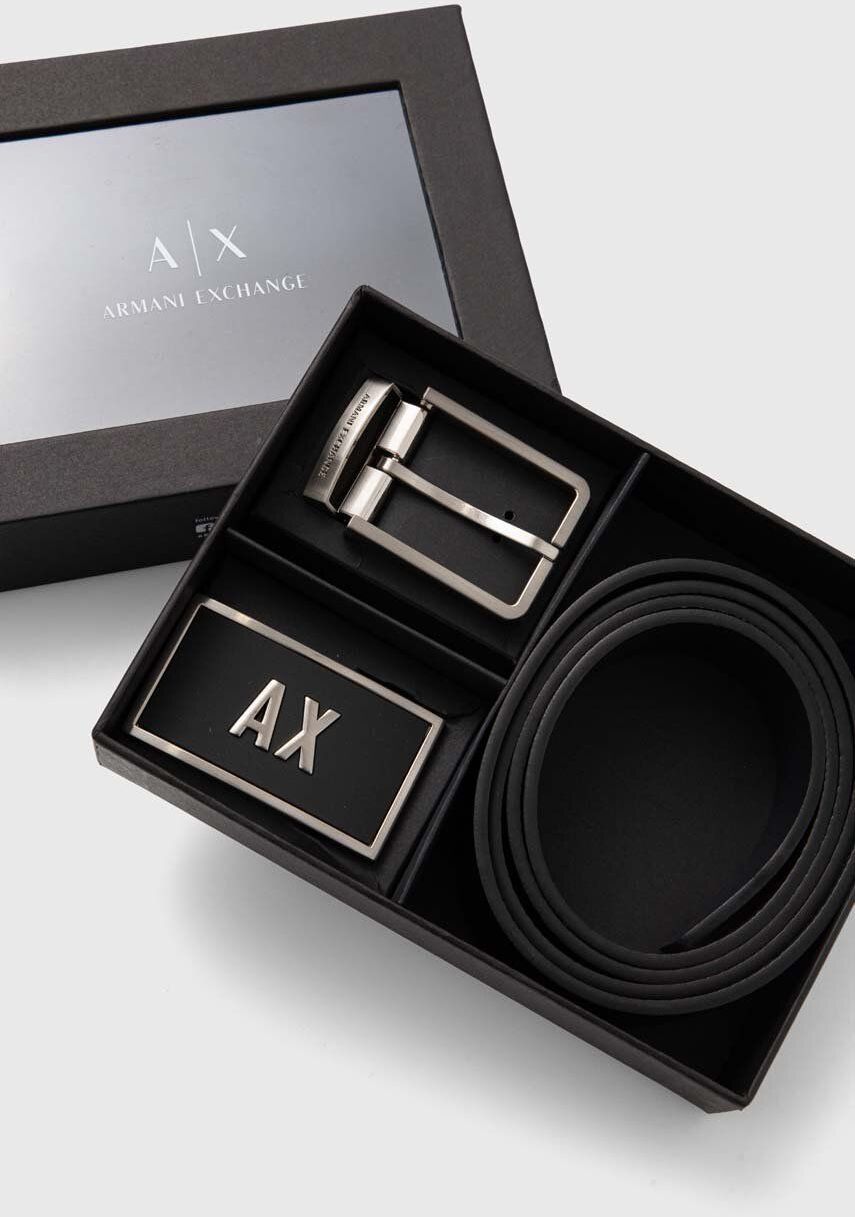 Obojstranný kožený opasok Armani Exchange pánsky, čierna farba, XM000185 AF11958