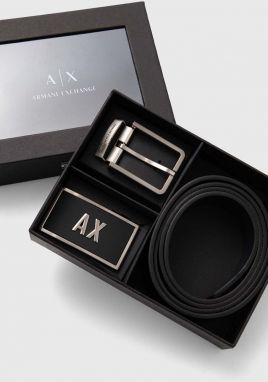 Obojstranný kožený opasok Armani Exchange pánsky, čierna farba, XM000185 AF11958