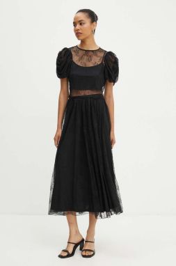 Sukňa Rotate Lace Long Midi Skirt čierna farba, maxi, áčkový strih, 112728100