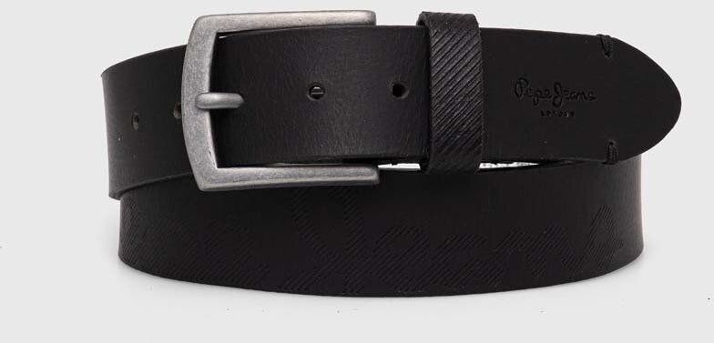 Kožený opasok Pepe Jeans PALMER BELT pánsky, čierna farba, PM021024