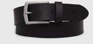 Kožený opasok Pepe Jeans PALMER BELT pánsky, čierna farba, PM021024