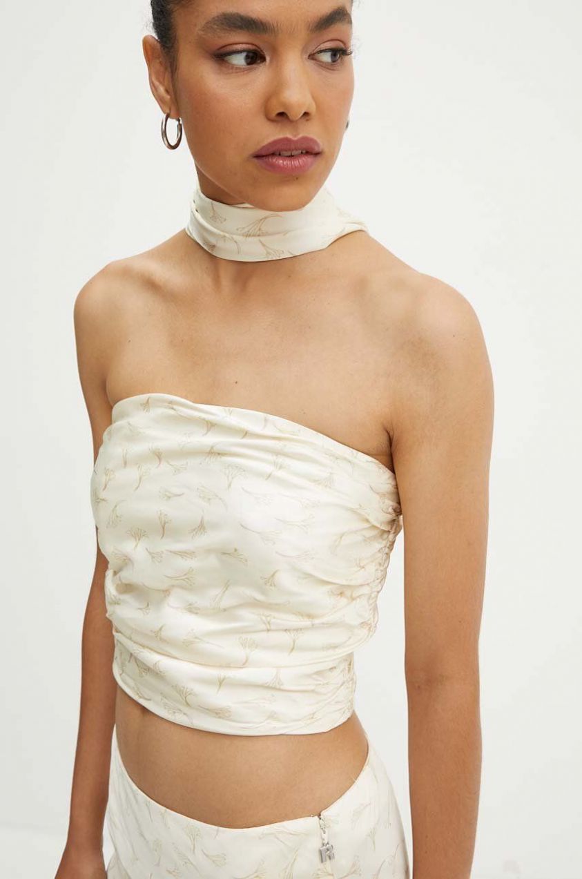 Top Rotate Satin Crop Scarf Top béžová farba, vzorovaná, 1128432986