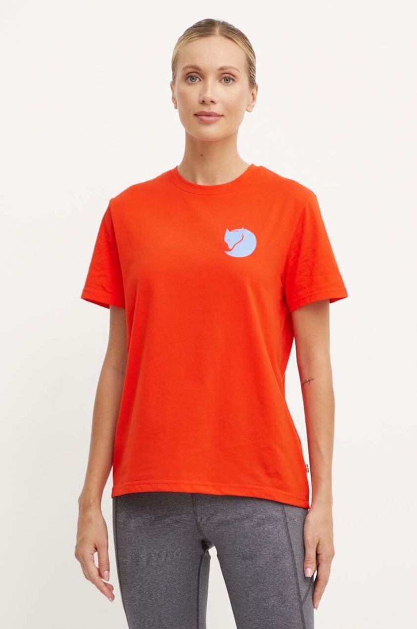 Tričko Fjallraven Fox Boxy Logo dámske, oranžová farba, F87153