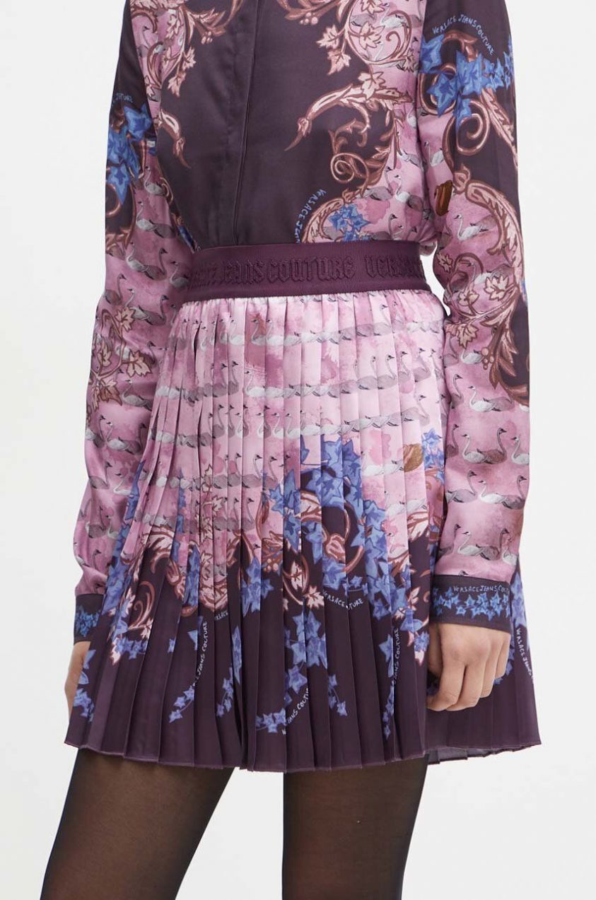 Sukňa Versace Jeans Couture ružová farba, mini, áčkový strih, 77HAE8P1 NS533