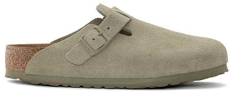 Semišové šľapky Birkenstock Boston zelená farba, 1025788