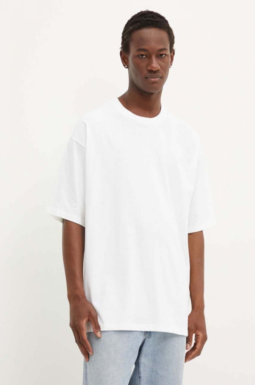 Bavlnené tričko Vans pánske, biela farba, jednofarebné, VN000G51WHT1