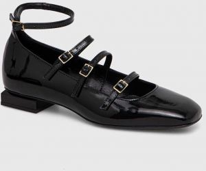 Kožené balerínky AGL Angie L Straps čierna farba, D557003PCMOON0000