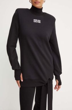 Bavlnená mikina Versace Jeans Couture dámska, čierna farba, s nášivkou, 77HAO972 F0010