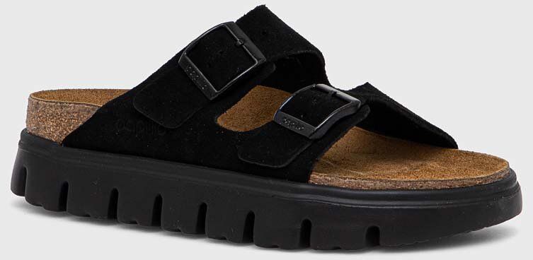 Semišové šľapky Birkenstock Arizona Chunky Birkenstock x Papillio dámske, čierna farba, na platforme, 1028403