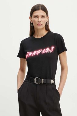 Bavlnené tričko The Kooples dámske, čierna farba, FTSC26045K