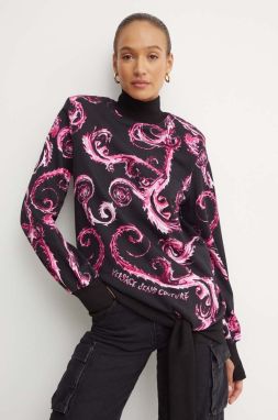 Bavlnená mikina Versace Jeans Couture dámska, čierna farba, vzorovaná, 77HAO9A2 FS171