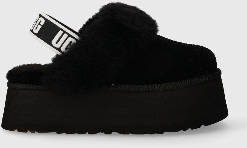 Semišové papuče UGG W Funkette čierna farba, 1113474 BLK