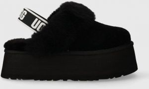Semišové papuče UGG W Funkette čierna farba, 1113474 BLK