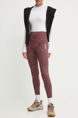 Legíny adidas TERREX Multi dámske, bordová farba, vzorované, IW9294