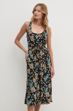 Šaty Lauren Ralph Lauren čierna farba, midi, áčkový strih, 250940475