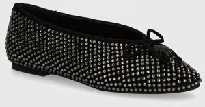 Semišové baleríny Kurt Geiger London Sloane Eagle Ballerina Dr čierna farba, 2672805209