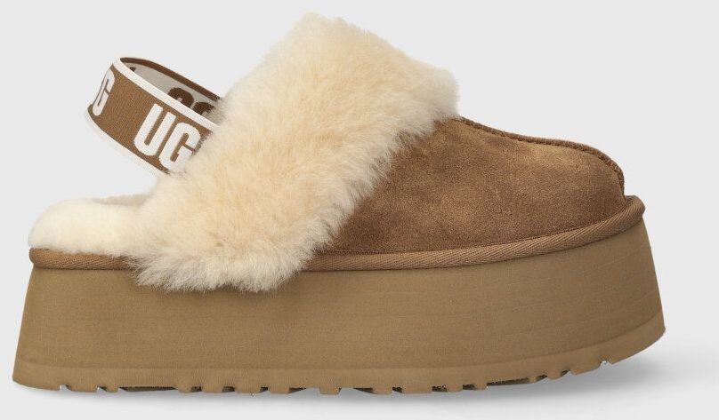 Semišové papuče UGG W FUNKETTE hnedá farba, 1113474 CHE