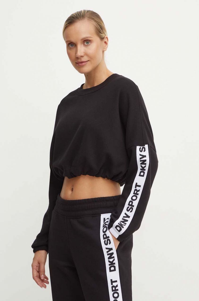 Mikina Dkny dámska, čierna farba, s potlačou, DP4T9939