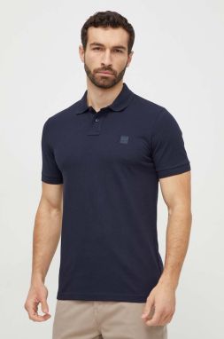 Polo tričko BOSS Orange pánske, tmavomodrá farba, jednofarebné, 50507803