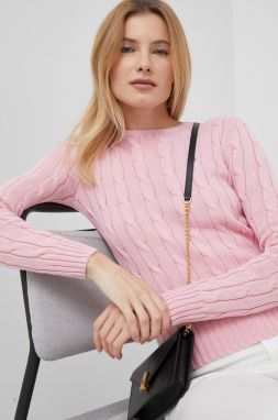 Bavlnený sveter Polo Ralph Lauren ružová farba,211891640