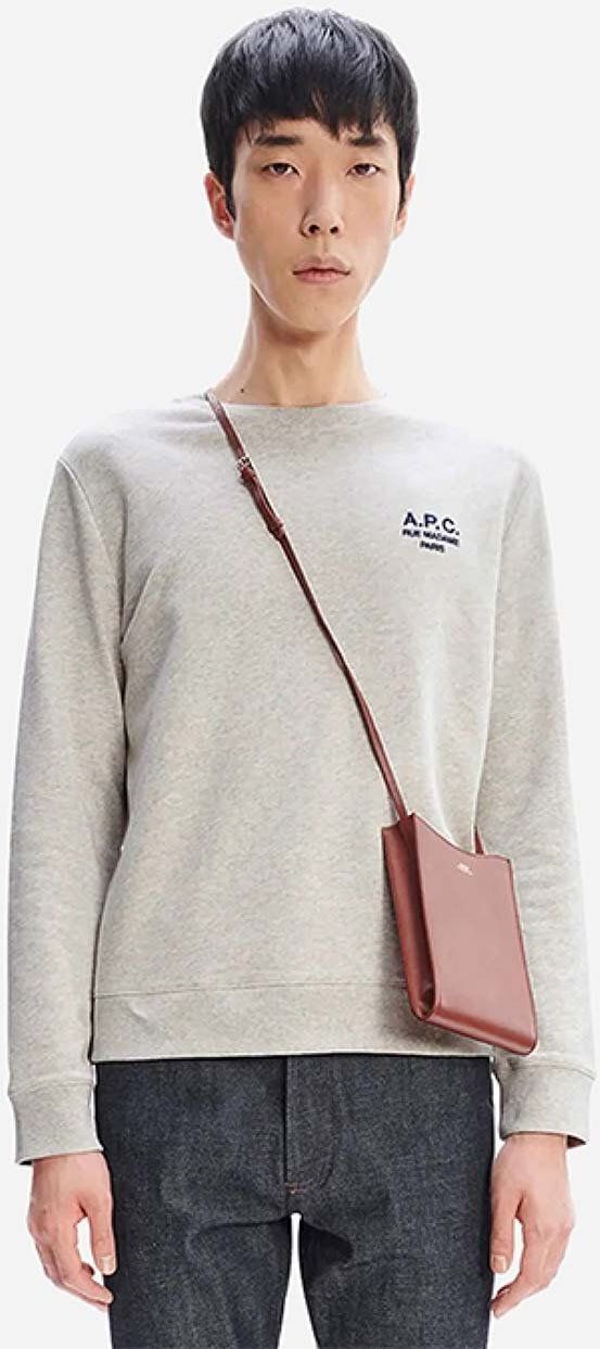 Bavlnená mikina A.P.C. Sweat Rider COEZD-H27699 ECRU CHINE pánska, šedá farba, jednofarebná
