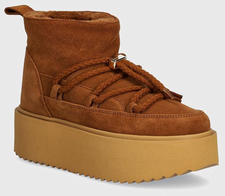 Semišové snehule Inuikii Classic Low Platform hnedá farba, 75204-004