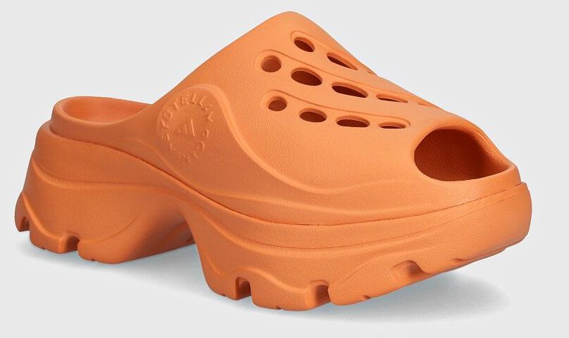 Šľapky adidas by Stella McCartney Clog dámske, oranžová farba, na platforme, IE8764