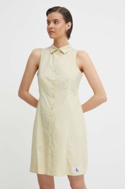 Bavlnené šaty Calvin Klein Jeans zelená farba, mini, rovný strih, J20J223057