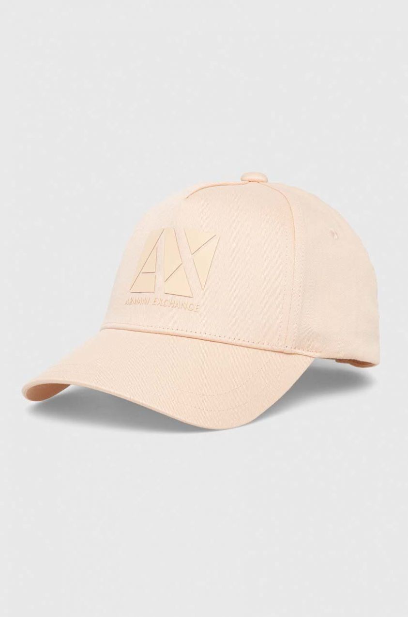 Bavlnená šiltovka Armani Exchange oranžová farba, s nášivkou, 944200 4R100