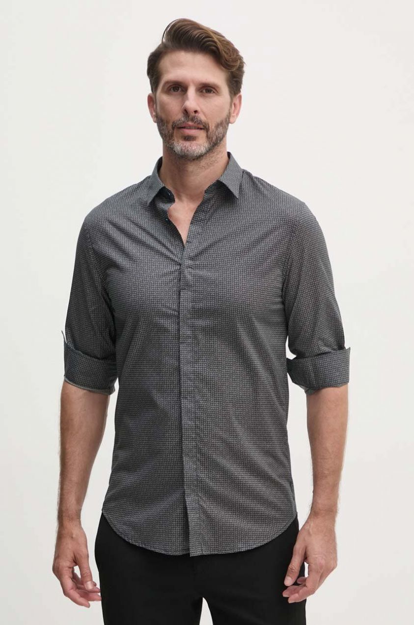 Košeľa Armani Exchange pánska, tmavomodrá farba, slim, s klasickým golierom, 6DZC25 ZNEAZ