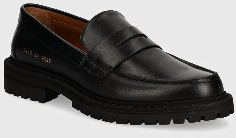 Kožené mokasíny Common Projects Loafer with Tread Sole pánske, čierna farba, 2449