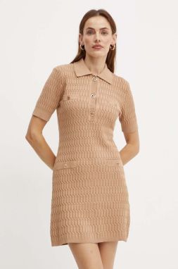 Šaty Twinset hnedá farba, mini, priliehavá, 242TP3343