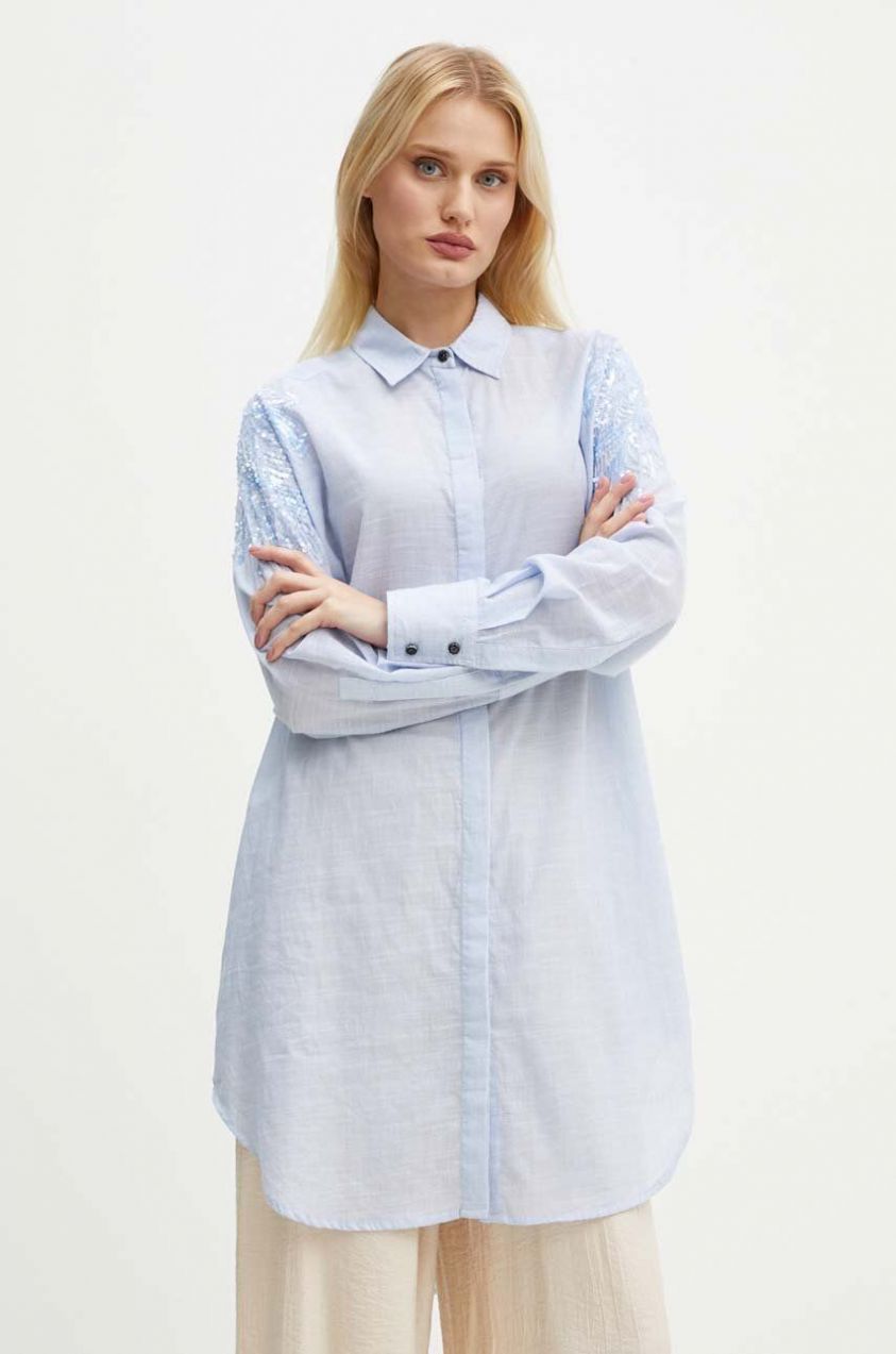Bavlnené šaty Bruuns Bazaar ArgeratumBBArdes shirt mini, oversize, BBW4095