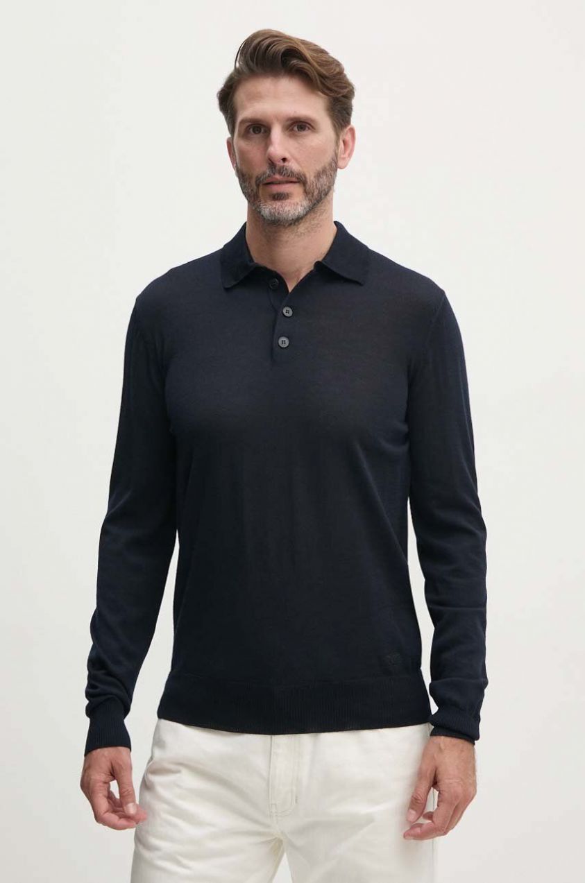 Vlnený sveter Emporio Armani pánsky, tmavomodrá farba, tenký, 8N1MV6 1M67Z