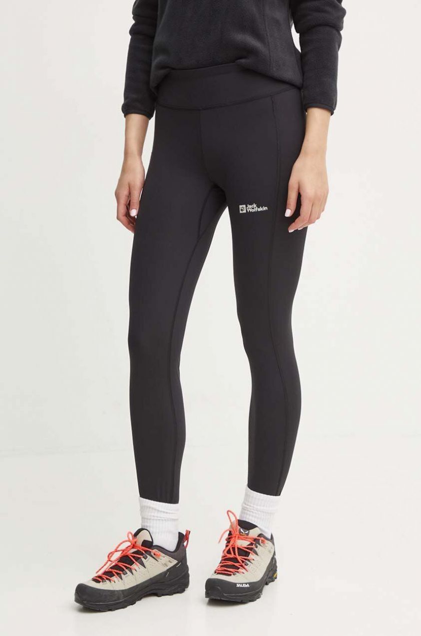 Športové legíny Jack Wolfskin Klintal dámske, čierna farba, jednofarebné, 1508901