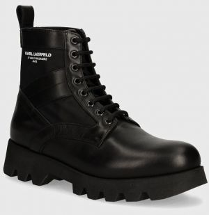 Kožené členkové topánky Karl Lagerfeld Terra pánske, čierna farba, KL11164