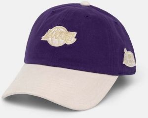 Bavlnená šiltovka Mitchell&Ness Los Angeles Lakers fialová farba, vzorovaná, HHSSINTL1430-LALPURP