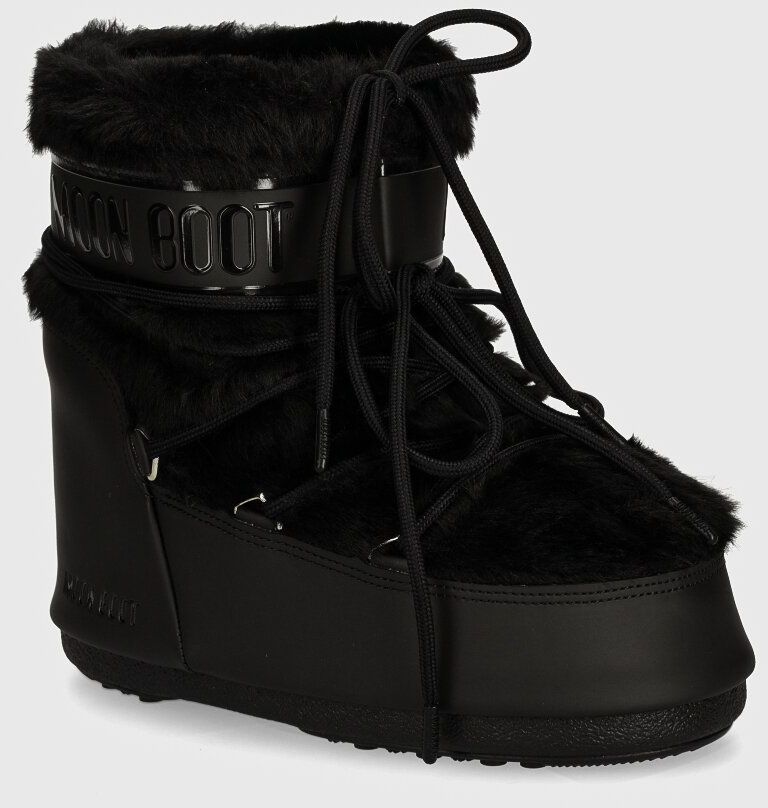 Snehule Moon Boot MB ICON LOW FAUX FUR čierna farba, 80D1409390 N001