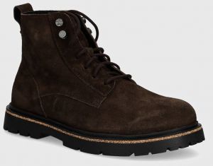 Semišové topánky Birkenstock Highwood Lace Mid pánske, hnedá farba, 1028931