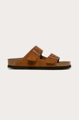 Semišové šľapky Birkenstock Arizona SFB dámske, hnedá farba, 1009527