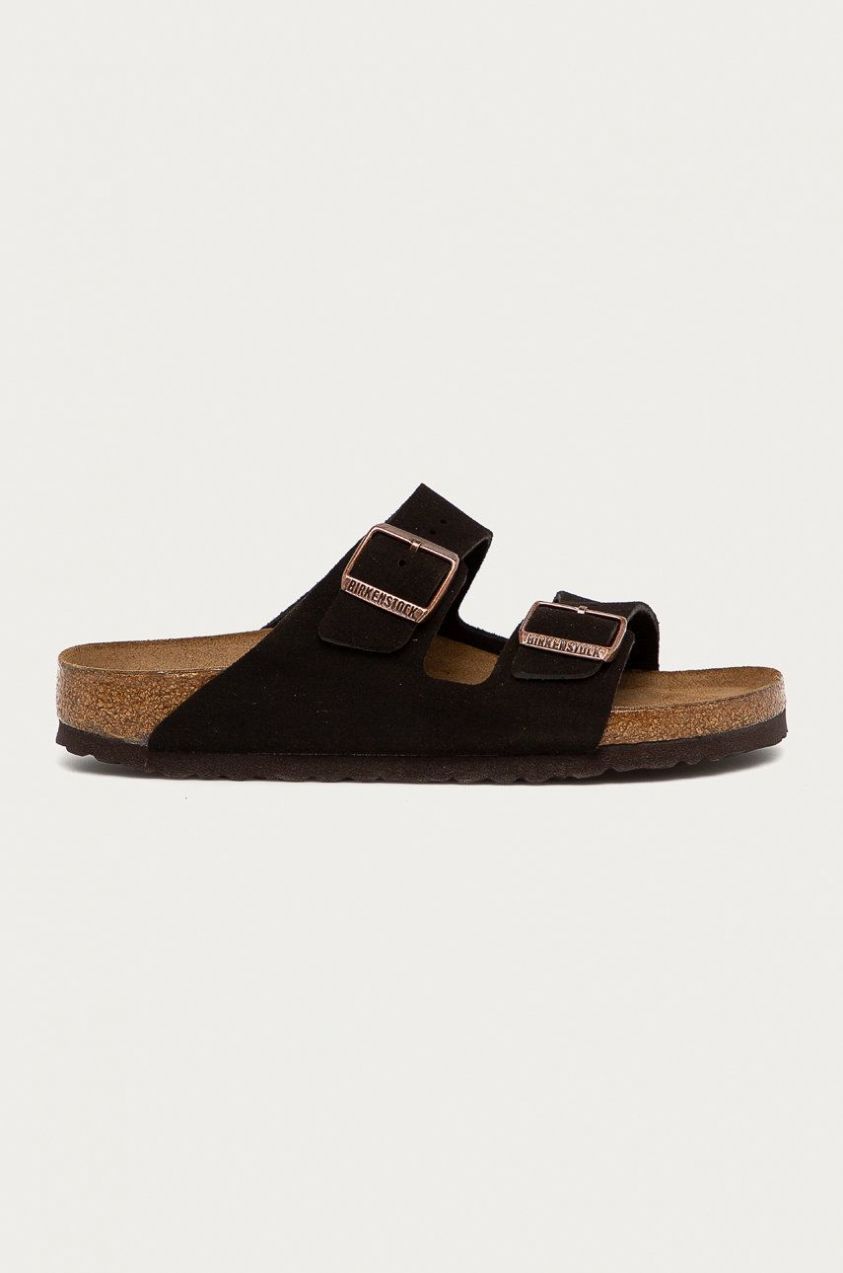 Semišové šľapky Birkenstock Arizona dámske, hnedá farba, 951313