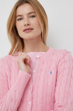 Bavlnený kardigán Polo Ralph Lauren ružová farba, 211891643
