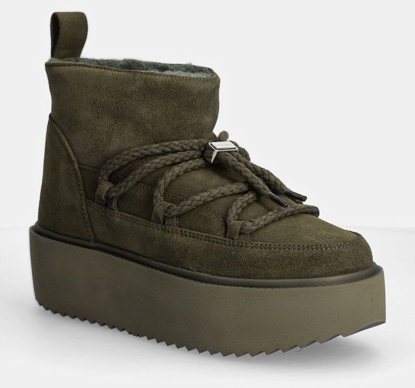 Semišové snehule Inuikii Classic Low Platform zelená farba, 75204-004