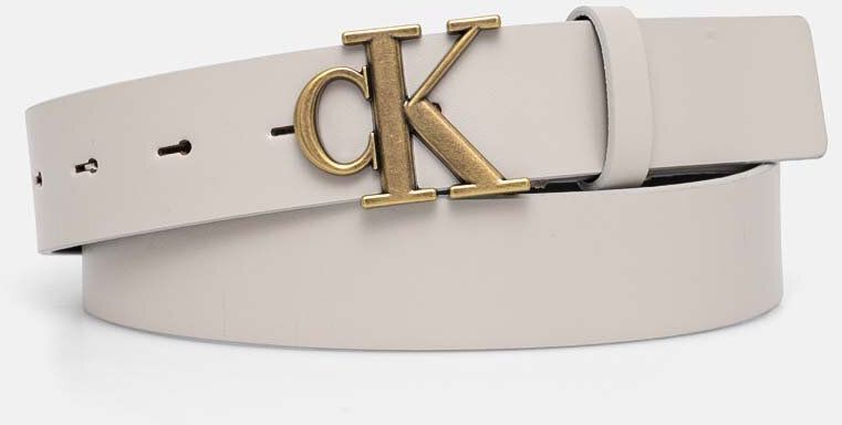 Kožený opasok Calvin Klein Jeans dámsky, šedá farba, K60K612289