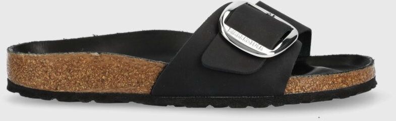 Nubukové šľapky Birkenstock Madrid Big Buckle čierna farba, 1006523