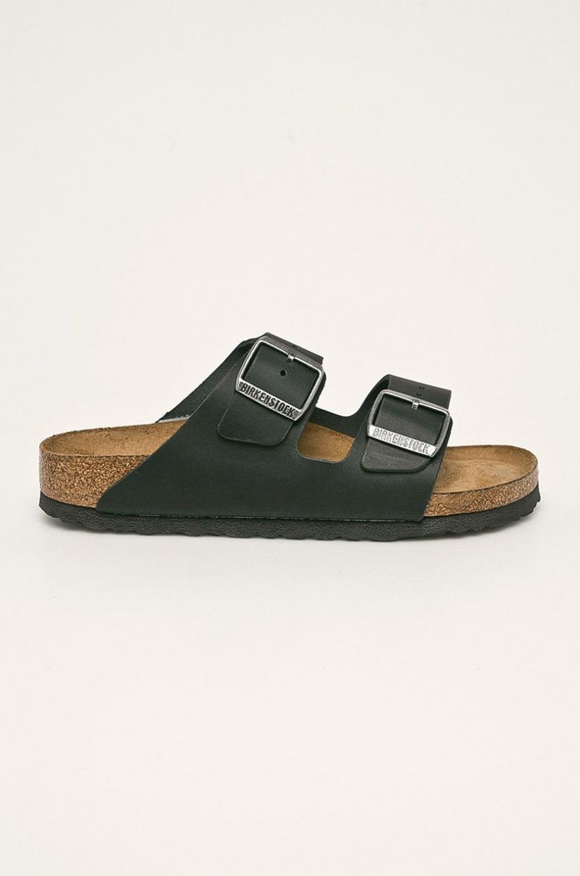 Kožené šľapky Birkenstock Arizona SFB dámske, čierna farba, 752483